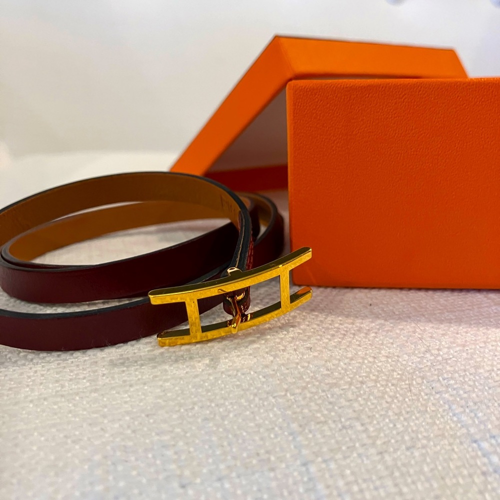 Hermes Behapi leather wrap bracelet